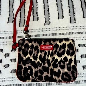 Coach wristlet red leopard